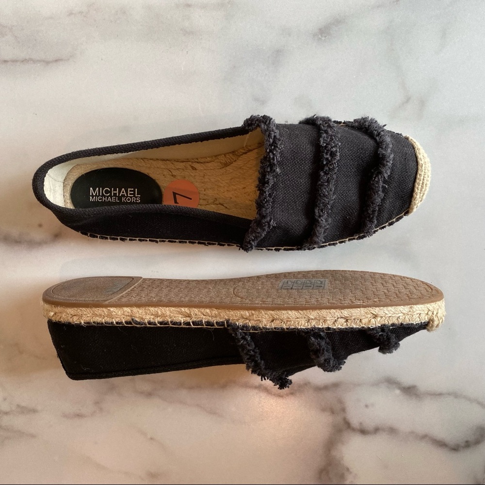 MICHAEL KORS Michael Bkack Frayed Canvas Flat Espadrilles
